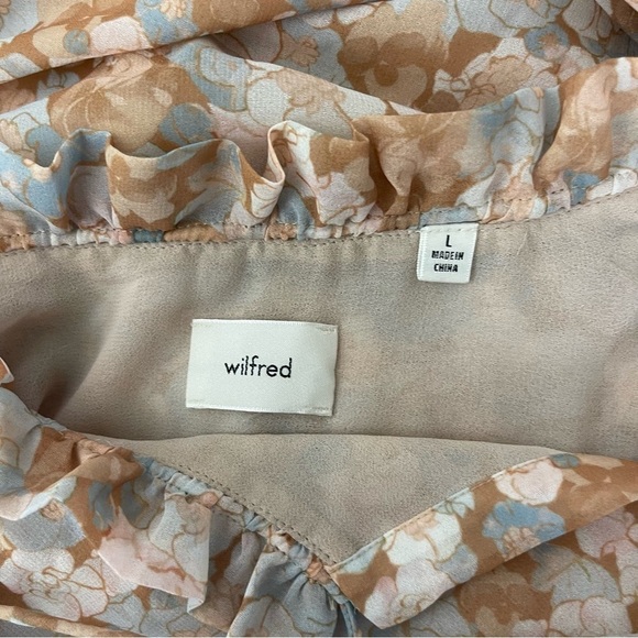 Wilfred x Aritzia Alexis Button-Up Ruffle Floral Chiffon Blouse Women's Size L - Picture 4 of 11